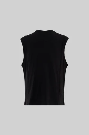 Erkek Önü Dikiş Detaylı Oversize Atlet Siyah