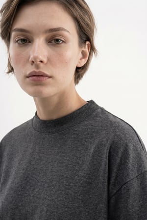 Kadın Basic Oversize Pamuklu Süprem T-Shirt Koyu Antrasit