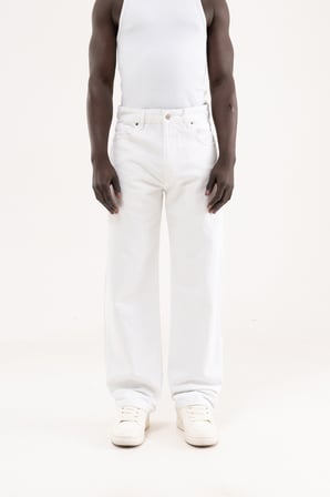 Erkek Baggy Fit Jean Pantolon Beyaz