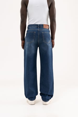 Erkek Degrade Effected Baggy Jean Pantolon Açık Mavi