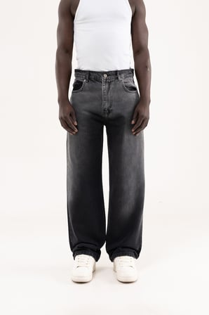 Erkek Degrade Effected Baggy Jean Pantolon Açık Siyah