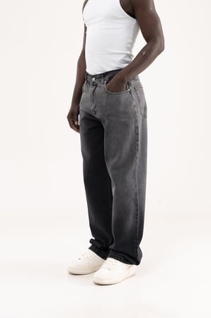 Erkek Degrade Effected Baggy Jean Pantolon Açık Siyah