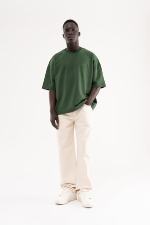 Erkek Relaxed Baggy Jean Pantolon Naturel
