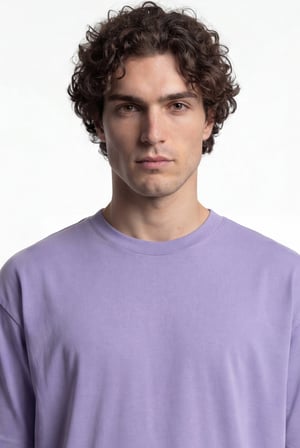 Erkek Basic Pamuklu Crop Oversize Tişört Lila