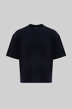 Erkek Basic Pamuklu Crop Oversize Tişört Lacivert