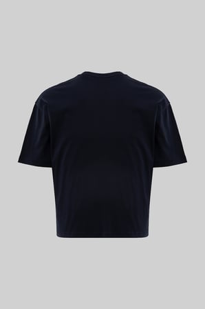 Erkek Basic Pamuklu Crop Oversize Tişört Lacivert