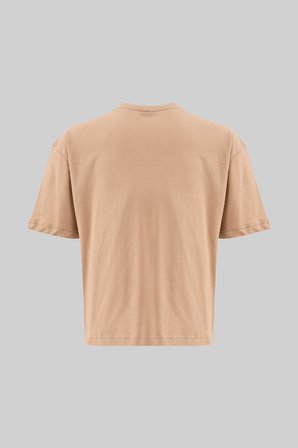 Erkek Basic Pamuklu Crop Oversize Tişört Bej
