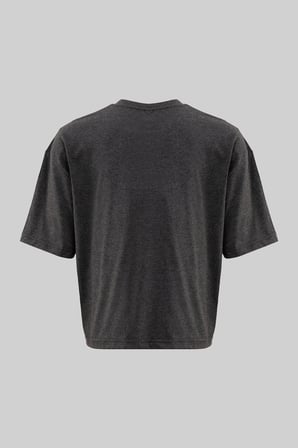 Erkek Basic Pamuklu Crop Oversize Tişört Koyu Antrasit