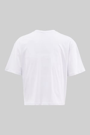 Erkek Basic Pamuklu Crop Oversize Tişört Beyaz