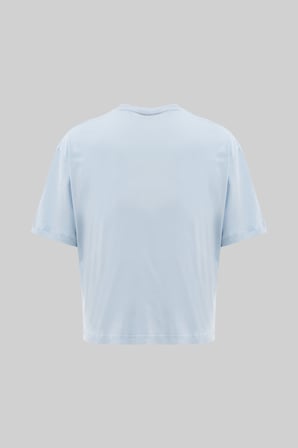Erkek Basic Pamuklu Crop Oversize Tişört Buz Mavisi