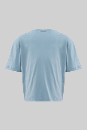 Erkek Basic Pamuklu Crop Oversize Tişört Soluk Mavi