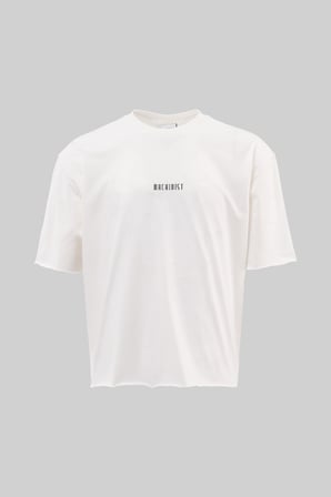 Erkek 87 Baskılı Crop Oversize Tişört Ekru