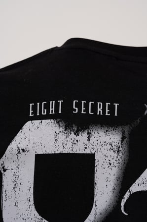 Erkek 87 Baskılı Crop Oversize Tişört Siyah