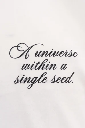 Erkek A Single Seed Baskılı Crop Oversize Tişört Ekru