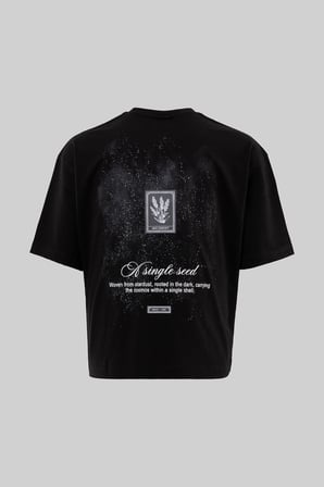 Erkek A Single Seed Baskılı Crop Oversize Tişört Siyah