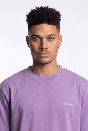 Erkek Yıkamalı Basic Relaxed Tişört Mor