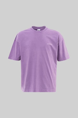 Erkek Yıkamalı Basic Oversize Tişört Mor
