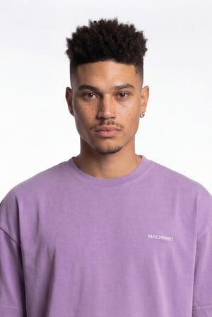 Erkek Yıkamalı Basic Oversize Tişört Mor