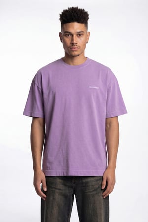 Erkek Yıkamalı Basic Oversize Tişört Mor