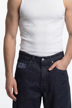 Erkek Relaxed Baggy Jean Pantolon Gece Mavisi