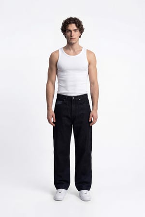 Erkek Relaxed Baggy Jean Pantolon Uzay Grisi-Gece Mavisi