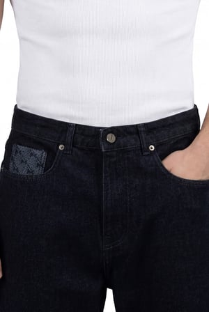 Erkek Relaxed Baggy Jean Pantolon Uzay Grisi-Gece Mavisi