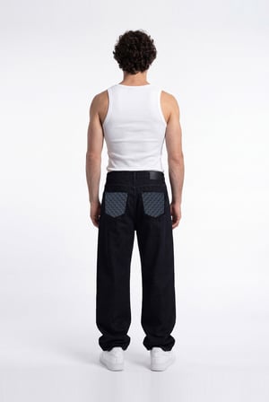 Erkek Relaxed Baggy Jean Pantolon Uzay Grisi-Gece Mavisi