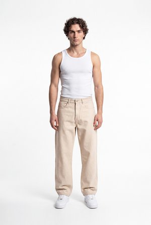 Erkek Relaxed Baggy Jean Pantolon Açık Bej