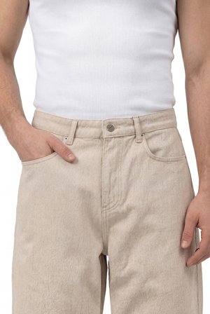 Erkek Relaxed Baggy Jean Pantolon Açık Bej