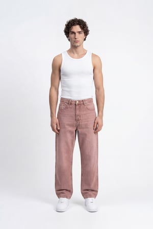 Erkek Relaxed Baggy Jean Pantolon Vişne