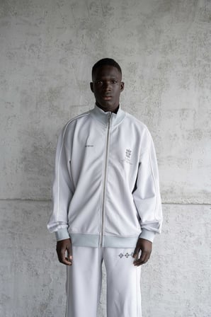 Erkek Baskılı Fermuarlı Nakışlı Sweatshirt Gri
