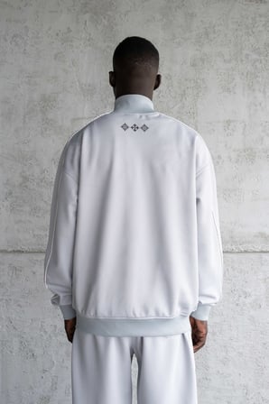 Erkek Baskılı Fermuarlı Nakışlı Sweatshirt Gri