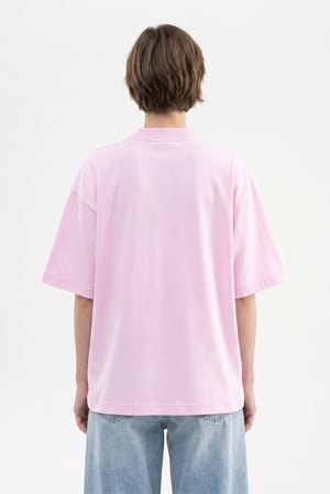 Kadın Basic Oversize Pamuklu Süprem T-Shirt Pembe