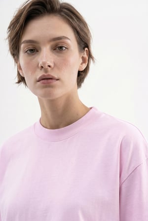 Kadın Basic Oversize Pamuklu Süprem T-Shirt Pembe