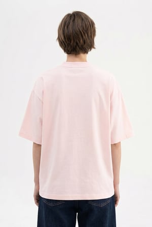 Kadın Basic Oversize Pamuklu Süprem T-Shirt Toz Pembe