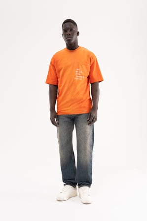 Erkek Straight Fit Jean Pantolon Kahverengi