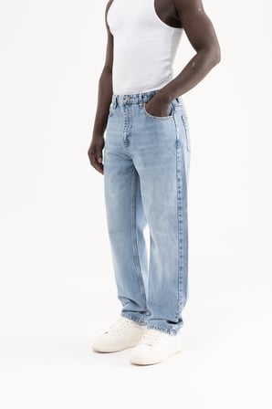 Erkek Straight Fit Jean Pantolon Açık Mavi