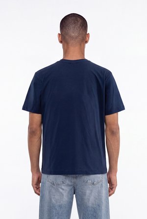 Erkek Basic Relaxed İnce Pamuklu Tişört Indigo