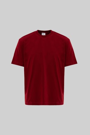 Erkek Basic Relaxed İnce Pamuklu Tişört Bordo