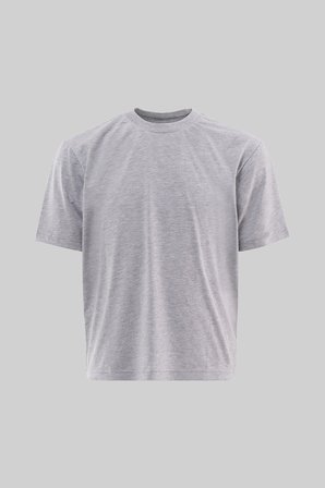 Erkek Basic Relaxed İnce Pamuklu Tişört Gri Melanj