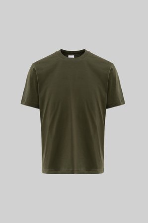 Erkek Basic Relaxed İnce Pamuklu Tişört Koyu Haki