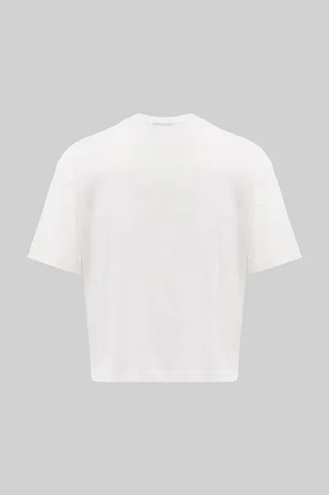 Erkek Basic Pamuklu Crop Oversize Tişört Ekru