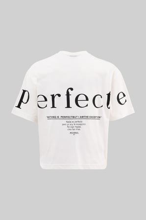 Erkek Perfecte Baskılı Crop Oversize Tişört Ekru