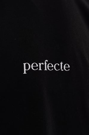 Erkek Perfecte Baskılı Crop Oversize Tişört Siyah