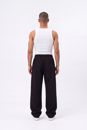 Erkek Baggy Keten Pantolon Siyah