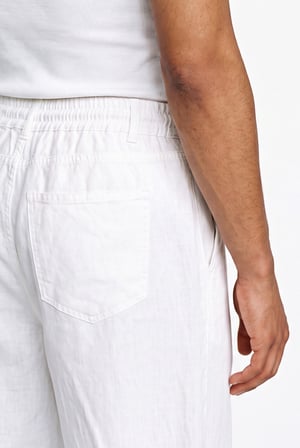 Erkek Baggy Keten Pantolon Beyaz
