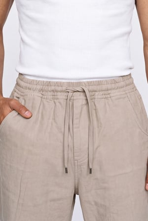 Erkek Baggy Keten Pantolon Haki