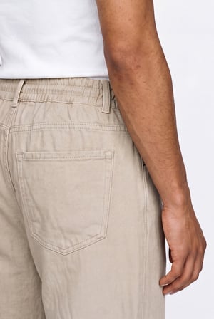 Erkek Baggy Keten Pantolon Haki