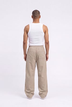 Erkek Baggy Keten Pantolon Haki