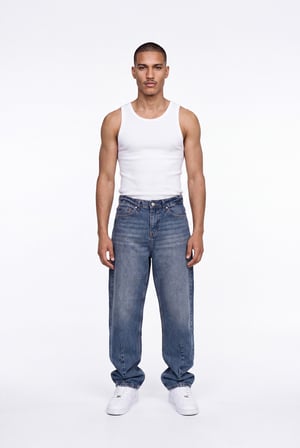 Erkek Baggy Jean Pantolon Mavi